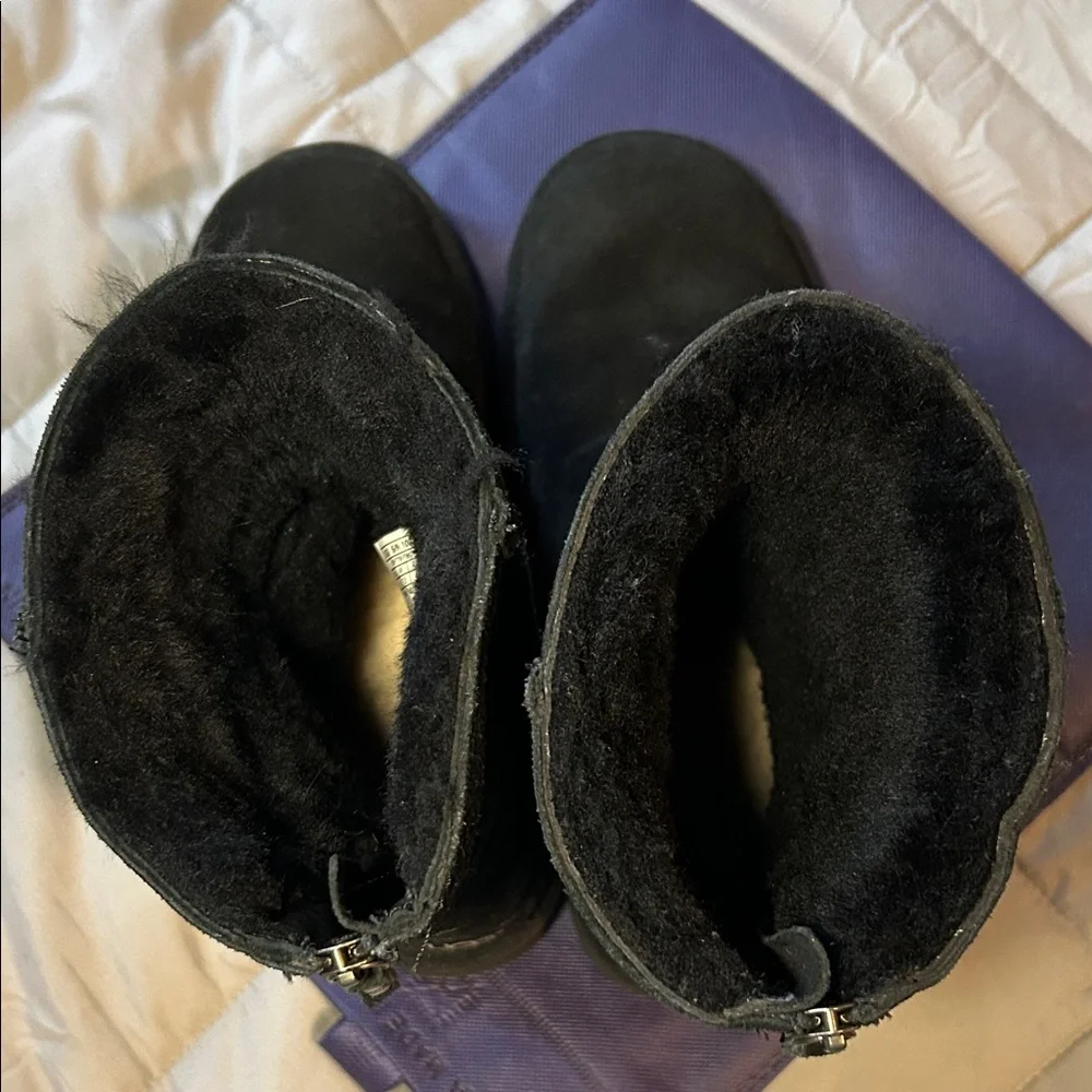 UGG Black Boots with Fur Trim and Zipper - Picture 6 of 6